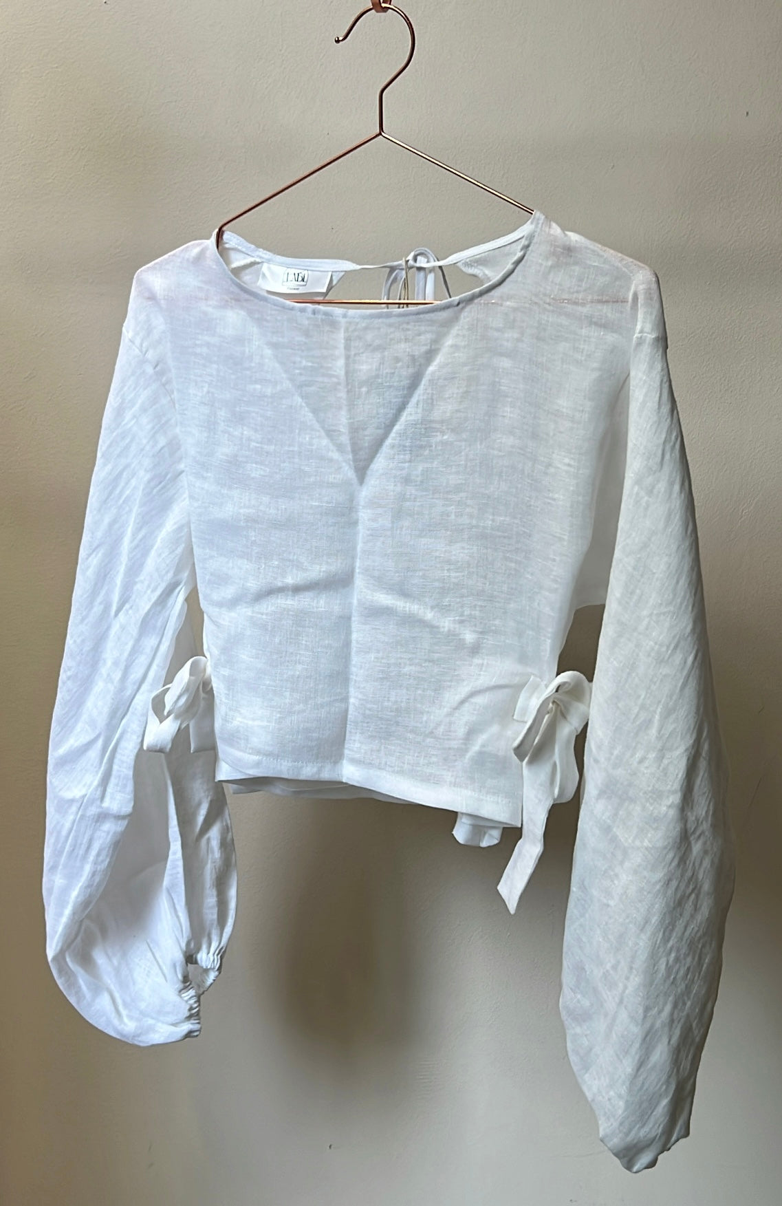 Side-Tie Balloon Sleeve Top
