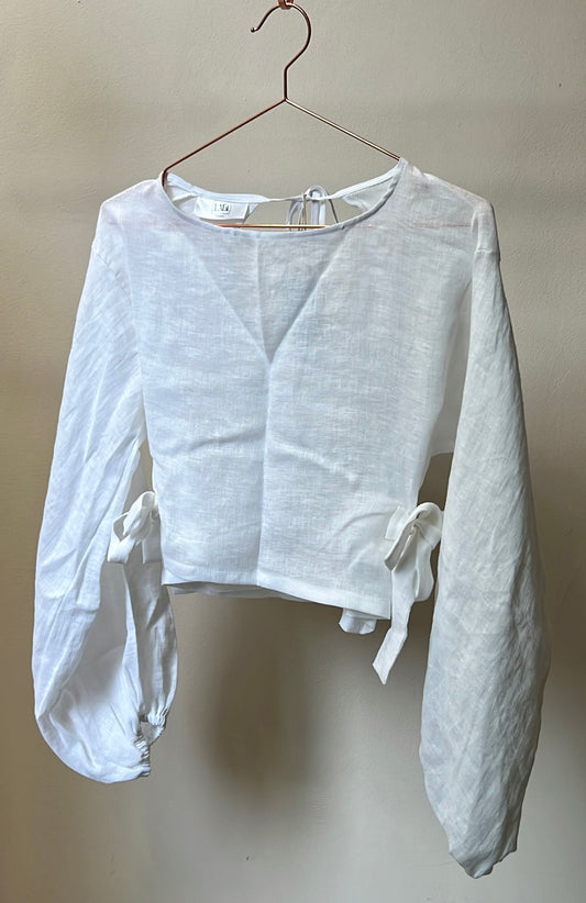 Side-Tie Balloon Sleeve Top