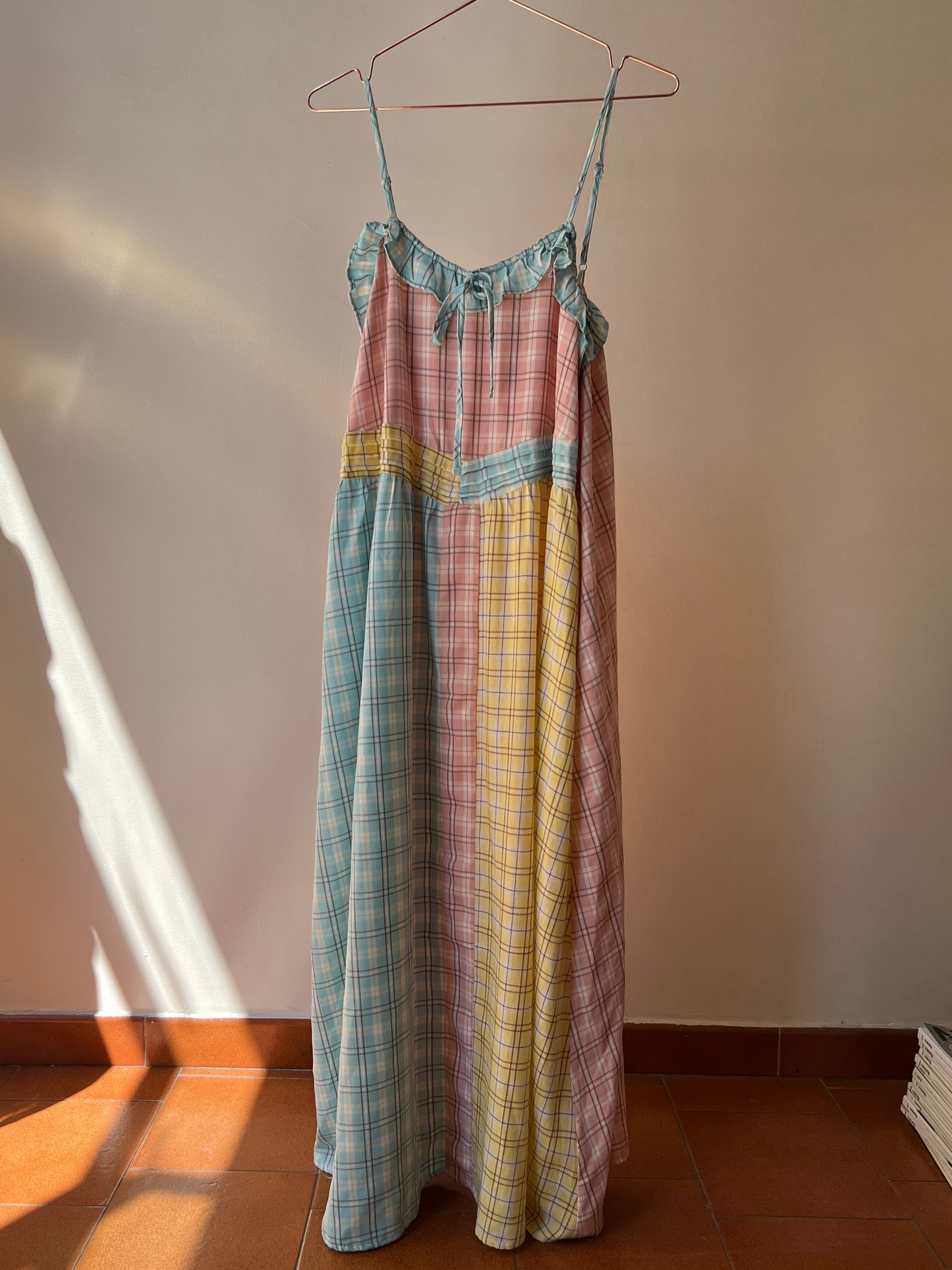 Patchwork Plaid Maxi Dress