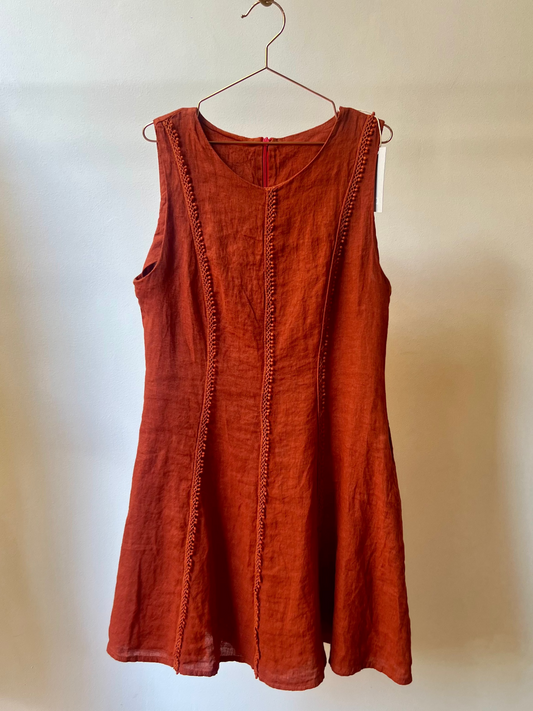 Terracotta Trimmed Mini Dress