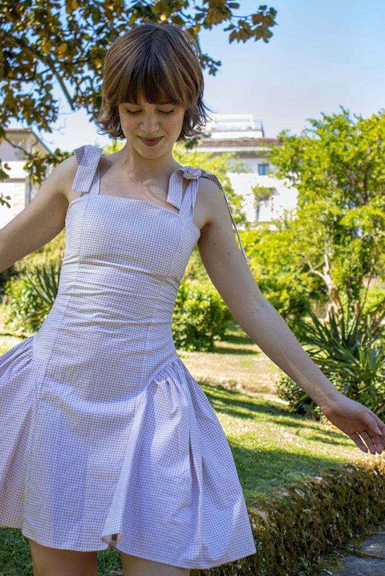 Gingham Picnic Dress Beige