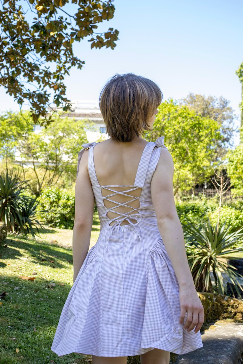 Gingham Picnic Dress Beige