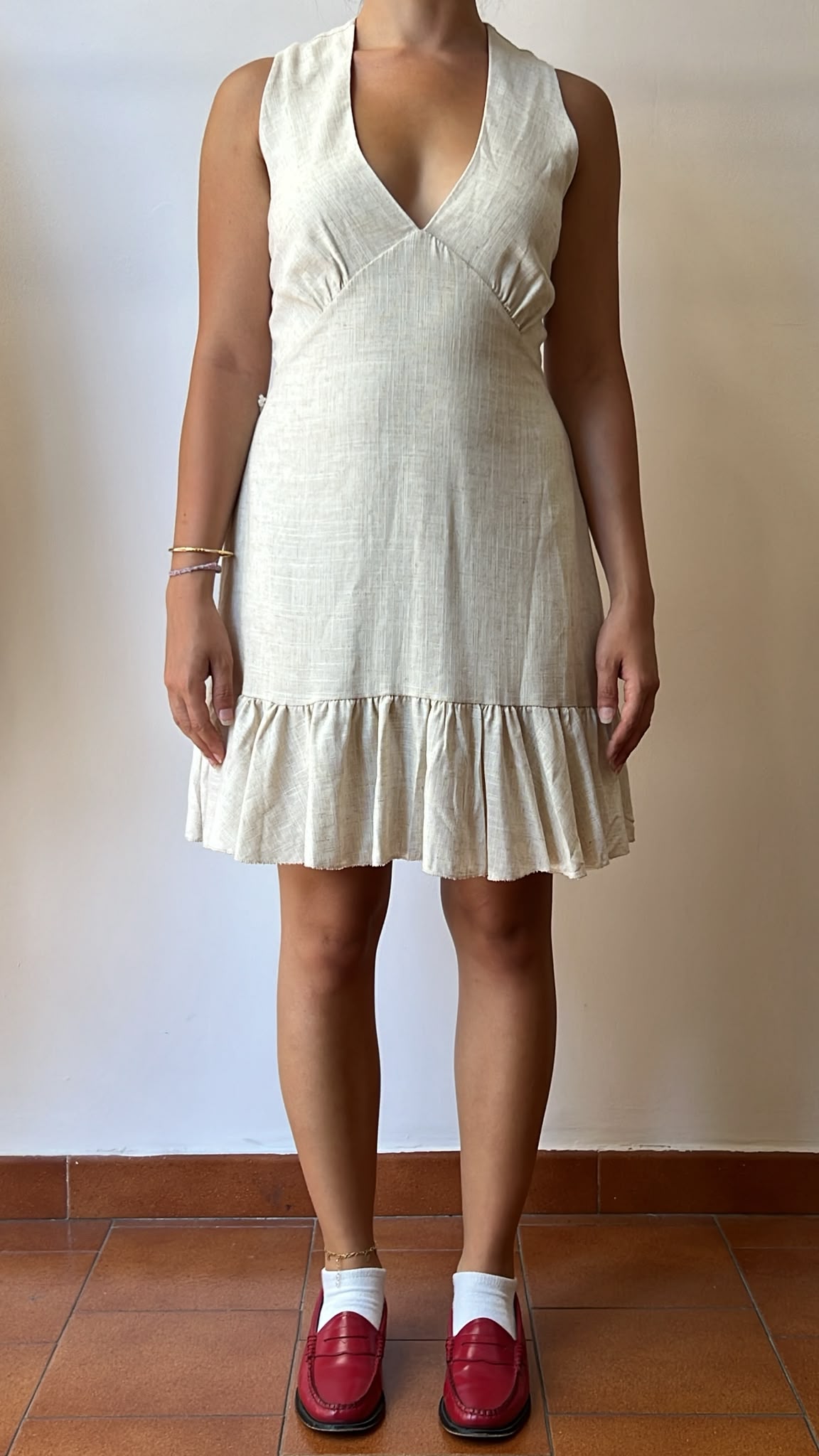 Open-Back Linen Dress